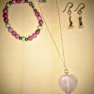 Rose Quartz jewelry set